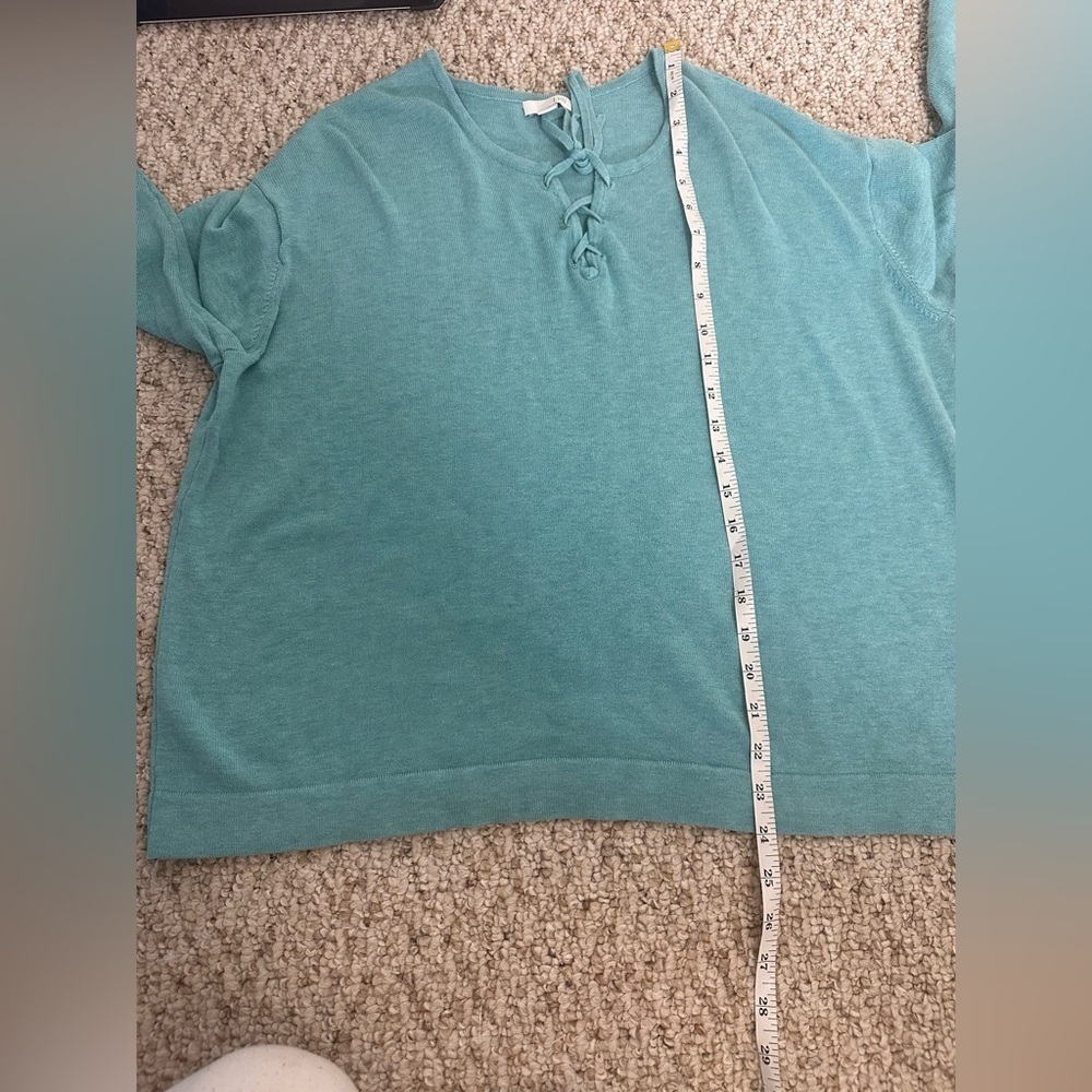 J. Jill Blue Tie Front Blouse Relaxed Fit size L - Picture 9 of 10